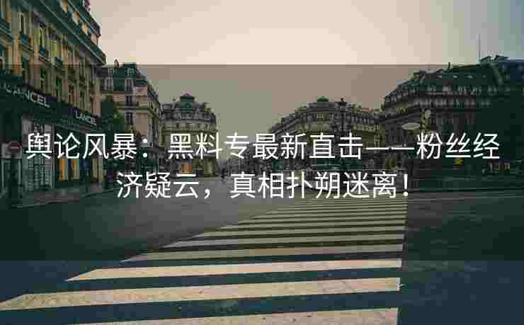 舆论风暴：黑料专最新直击——粉丝经济疑云，真相扑朔迷离！
